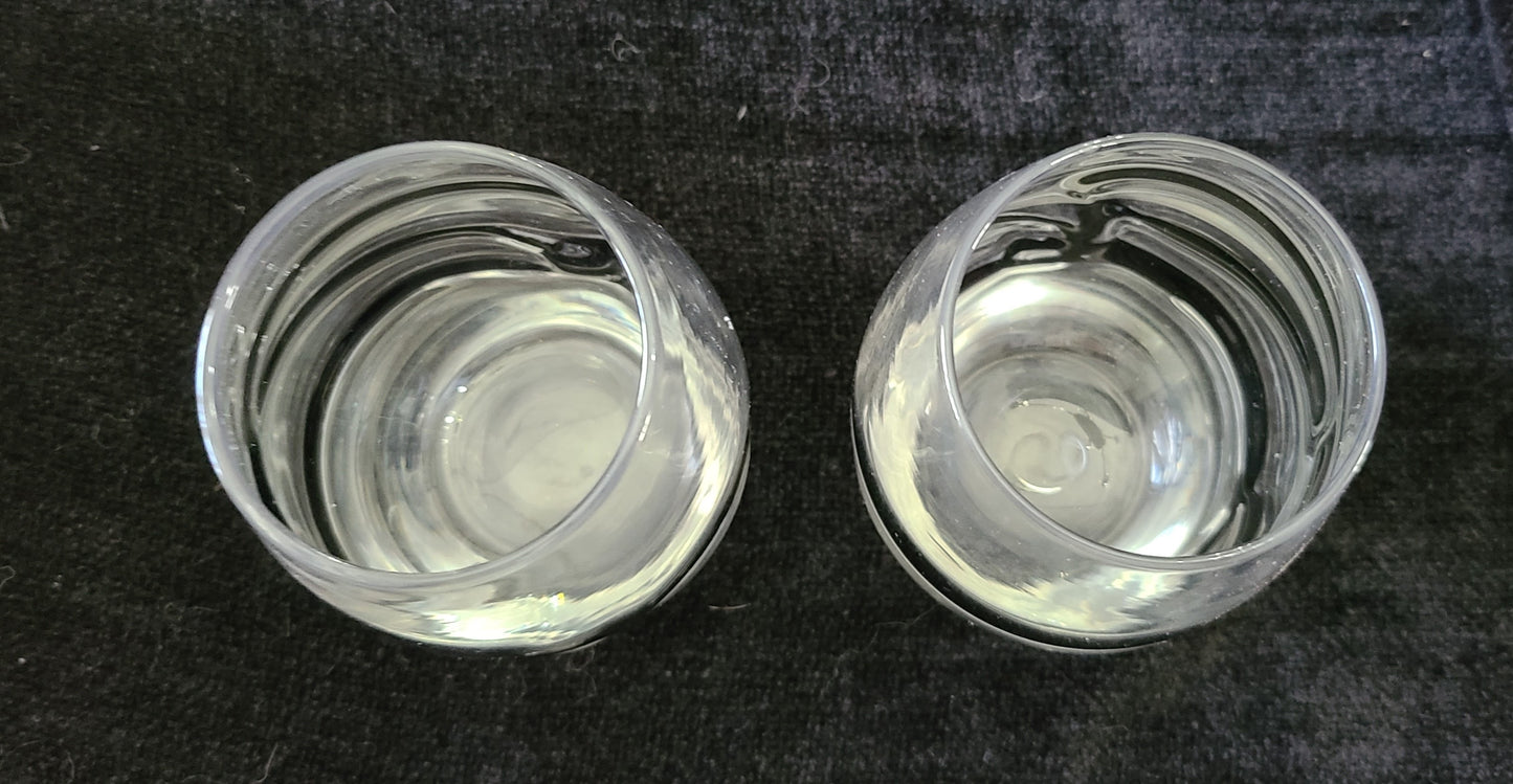 Stemless Wine Glass- Black Swirl- Set of 2